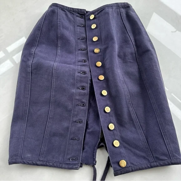 SOLD Jean Paul Gaultier Junior Gaultier Vintage 1988 Corset Lace-Up Denim Skirt - Picture 2 of 13